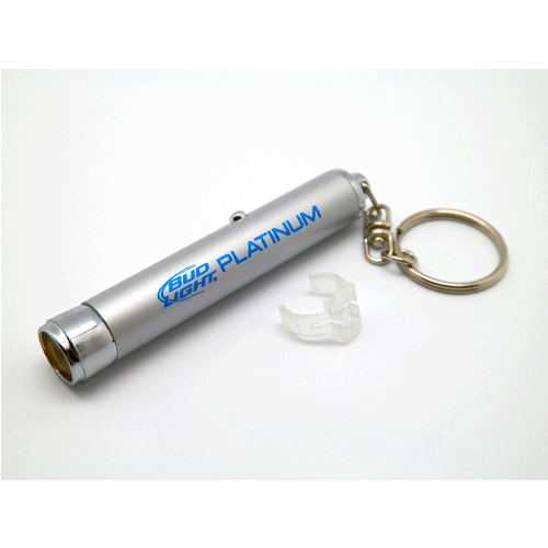 Budweiser promotional aluminium tube, ABS, LED keychain tourch, custom logo promo gifts, giveaway, UP-KTMK001