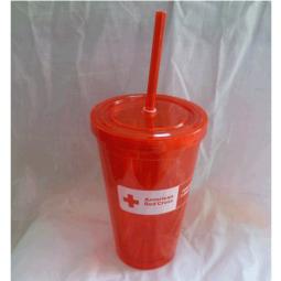 Custom 16oz/20oz/24oz plastic double walled tumbler cup with straw, promotional drinkware, gifts, UP-MDT001