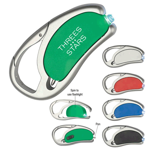 Personalized Promotional Multifunction LED Light With Pen And Carabiner