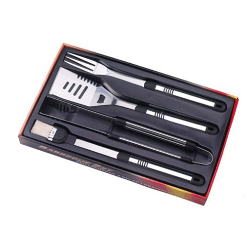 Good quality low price promotional stainless steel BBQ grill sets, 4pcs/set, customized logo and brand, UP-KHPB001